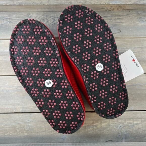 Haflinger Red Bicycle Soft Wool Slippers Sz 36 US 5.5 NEW In BOX - Picture 10 of 10
